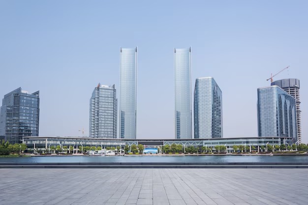 Modern commercial building with large glass windows and clean architectural lines