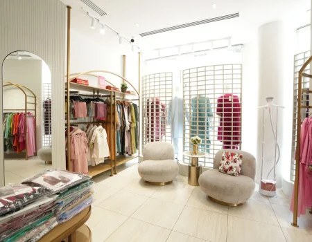 Retail interior fit out featuring wardrobe display units, décor styling and luxury retail space design by Blueprint Experts UAE